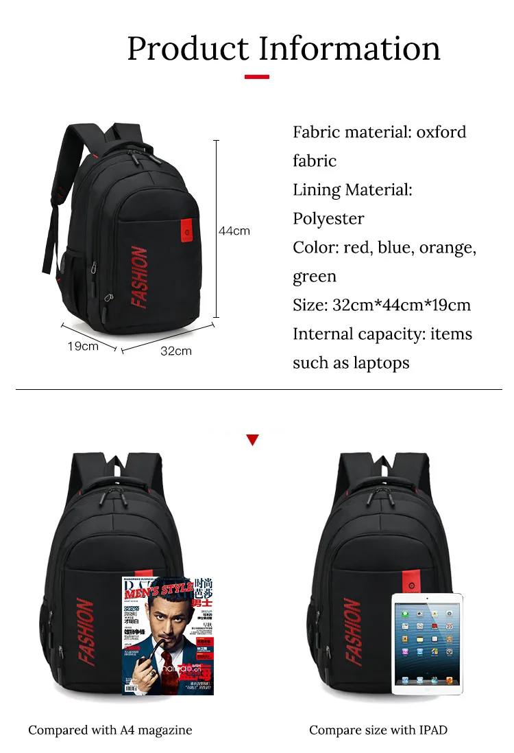 Mochila de alta capacidade 2019 dos homens