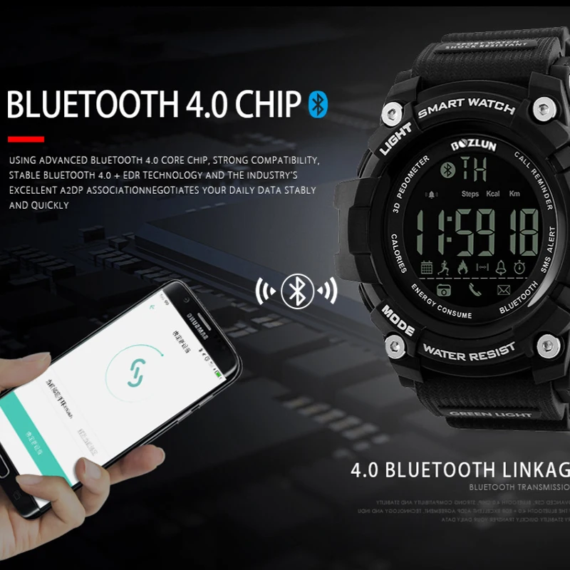 BOZLUN Bluetooth спортивные Смарт часы Открытый SmartWatch вызов сообщение напоминание для