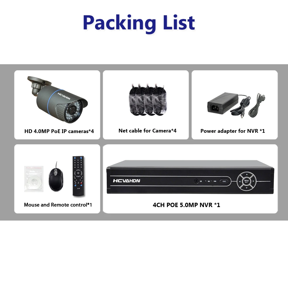 4CH 5MP CCTV Camera System NVR Kit Outdoor Security 4 x 4MP POE IP Camera P2P IR-CUT Indoor Home Video Surveillance System Set 4CH 5MP CCTV Camera System NVR Kit Outdoor Security 4 x 4MP POE IP Camera P2P IR-CUT Indoor Home Video Surveillance System Set