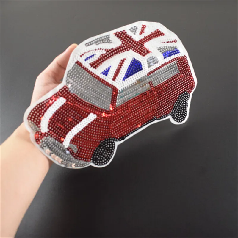 

Clothing Women Shirt Top Diy Cartoon Patch Car Red Sequins deal with it T-shirt girls Iron on Patches for clothes Cute Stickers
