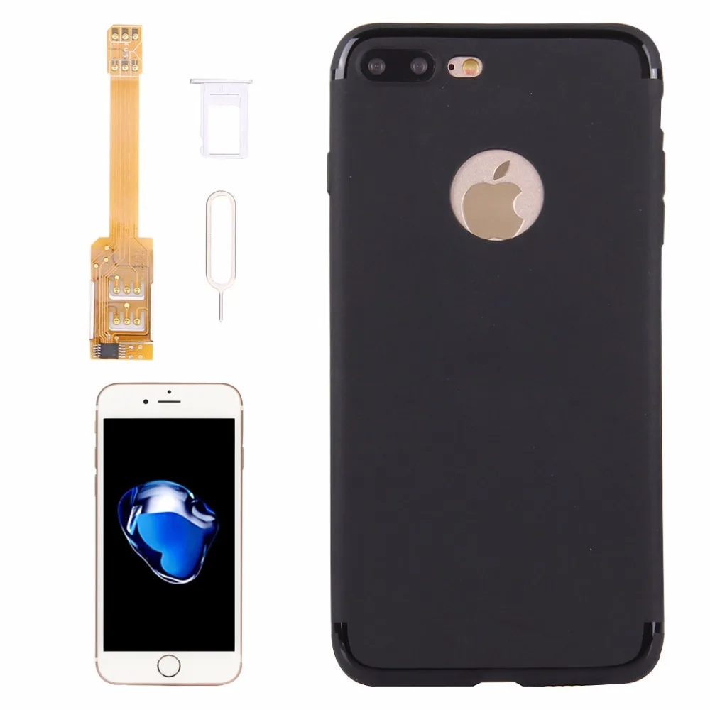 

For iPhone 7 & 7 Plus 2 in 1 Dual SIM Card Adapter + TPU Back Case Cover with SIM Card Tray / SIM Card Pin 7P Card Adapter Case