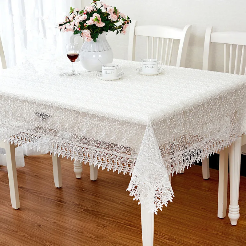 

White Lace Table Cloth Wedding Decor Translucent Table Cover Embroidered Tablecloth Tea Table Cloth Home Table Decor Microwave