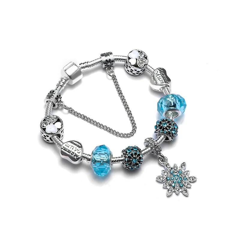 

NEW Stars Hollow bracelets Vintage heart beads Silver cham crown snake bones fits bracelet for women Gift Jewelry