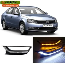 eeMrke LED Daytime Running Lights For VW Volkswagen Passat B7 2012 2013 2014 White DRL Light Fog Lamp Cover Kits