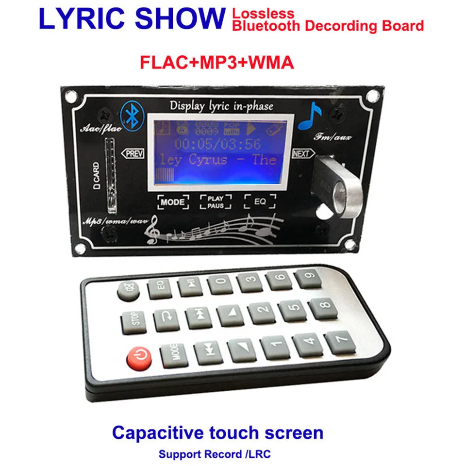 YKSO Bluetooth MP3 Decoding Board 12V Lyric Show Touch LCD Display MP3 Players Accessories with  SD Card Slot MP3 Decoder (7)