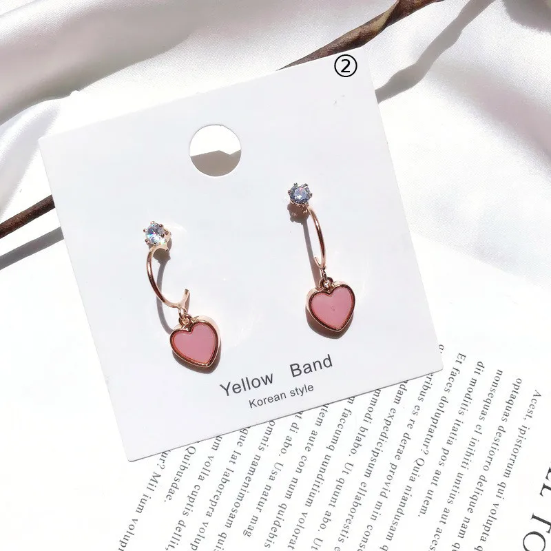 MENGJIQIAO корейский элегантный сердце Висячие серьги для женщин девочек принцесса розовый милый моды Pendientes Mujer Ювелирные изделия Подарки - Окраска металла: 2
