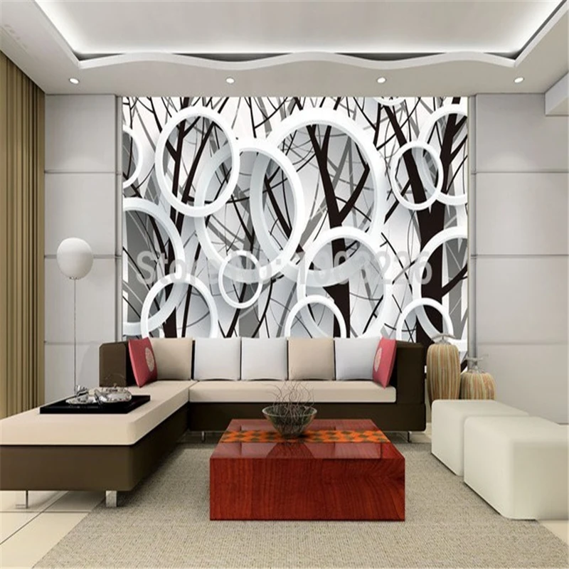beibehang 3D circular mural branches silhouette stylish simplicity 3d