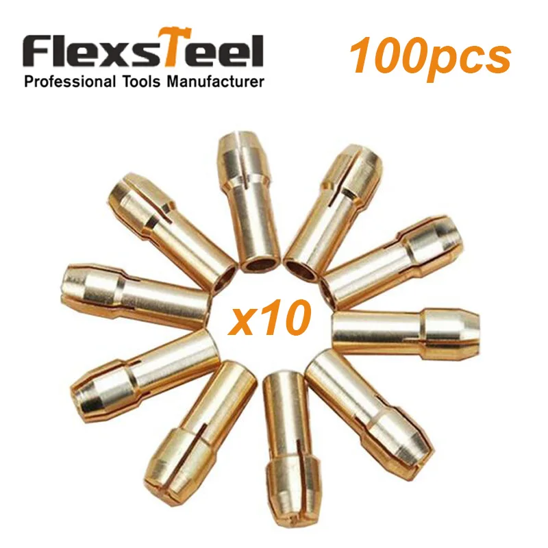 

100 Pack Mini Brass Keyless Drill Collet Chuck for Micro Twist Drill Dremel Rotary Tool 0.5/0.8/1.0/1.2/1.6/1.8/2.0/2.4/3.0/3.2
