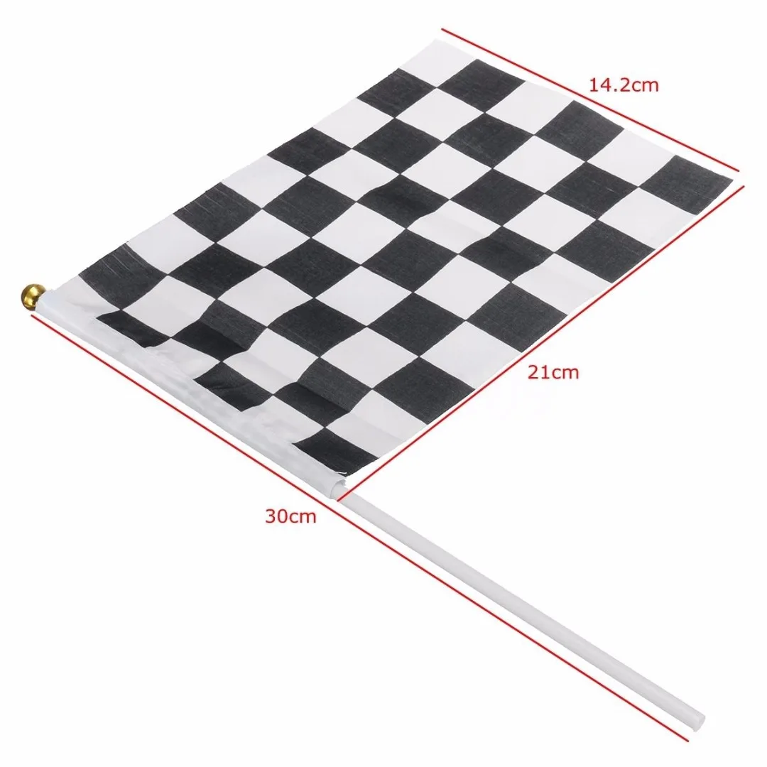 12pcs x Chequered F1 Formula One Racing Banners Hand Waving Flag Gift Black&White