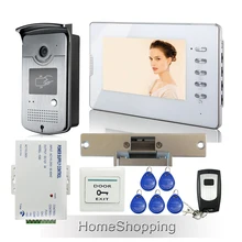 ENVÍO LIBRE 7 “inicio de Vídeo en Color teléfono de La Puerta Sistema de Intercomunicación 1 Cámara 1 monitor en Blanco Huelga Eléctrica BLOQUEO de Acceso RFID Al Por Mayor