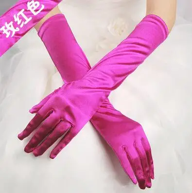 Женские однотонные длинные перчатки женские атласные длинные солнцезащитные перчатки женский длинные сексуальные перчатки R2007 - Цвет: rose