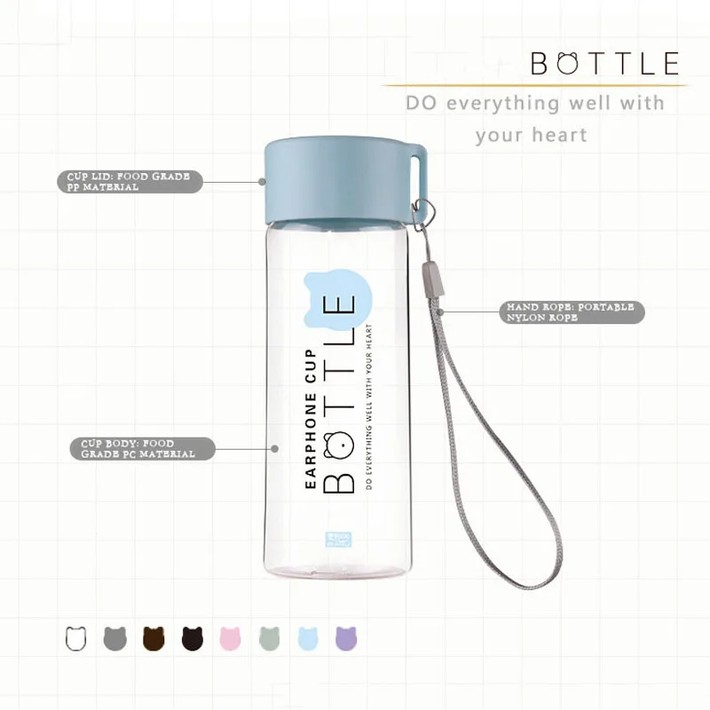 H2o Portable Water Bottle 300ml Plastic Cheap Travel Creative