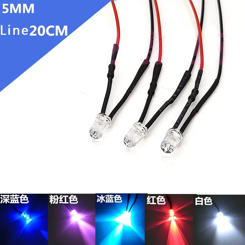

5MM Ultra-bright Light Emitting Diode 5V12V24V220V LED Bead Model Decorative Toy Car Indicator Lamp with Lead wire wire