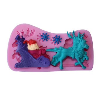 

5D Cake Mold Christmas Santa Claus Shape Snowflakes Fondant Cake Decorating Tools Kitchen Chocolate Silicone Mould D269