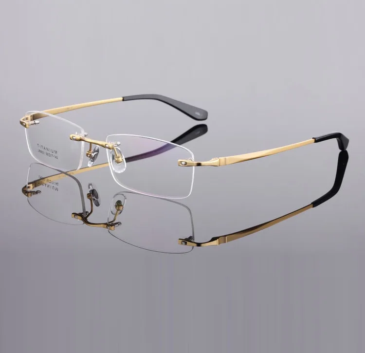 Ширина-145 чистая титановая оправа с большим лицом бизнес мужской оправа для очков от близорукости очки с оправой 8931 oculos de grau - Цвет оправы: golden