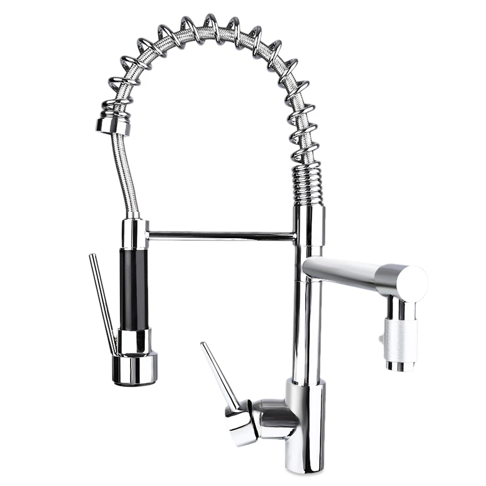 

Spring Style Kitchen Faucet Brushed Nickel Faucet Pull Out Torneira All Around Rotate Swivel 2-Function Water Outlet Mixer Tap