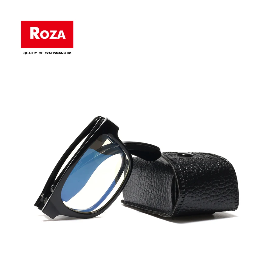 

Roza Foldable Reading Glasses Ultra-light with Leather Case Magnifying Presbyopic Glasses oculos gafas +1.0 To +4.0 RZ0708