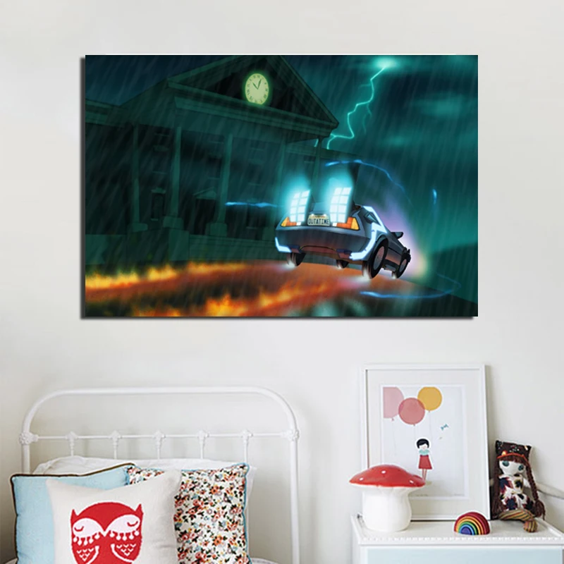 

Back To The Future Lightning Car Canvas Posters And Prints Canvas Painting Decorative Pictures For Office Living Room Home Decor