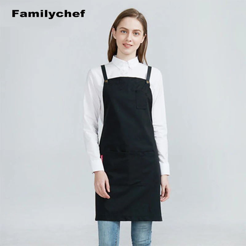 2018 apron back cross shoulder straps long Aprons for women men