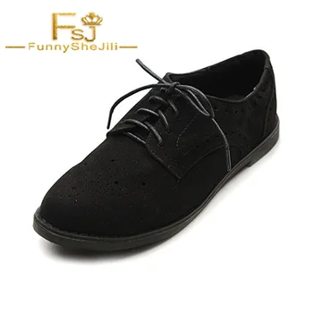 

Suede Comfortable Shoes Black Vintage Lace-up Oxfords Spring Autumn Shallow Attractive Incomparable Generous Sexy FSJ Elegant