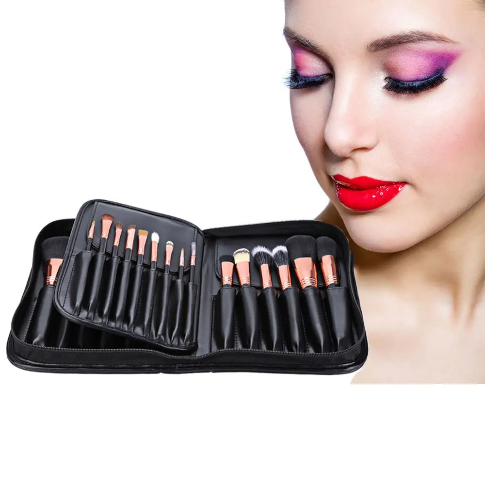 

Newest Makeup Set Functional 29pcs Animal Hair Cosmetic Makeup Brushes Tool Set With Black Leather Cosmetic Case1