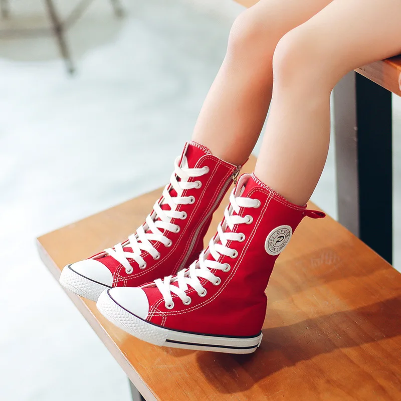 Детская парусиновая обувь высокие кроссовки боковая молния обувь для девочек мальчиков повседневная обувь на плоской подошве дети черный белый обувь детские сапоги EUR 29-38