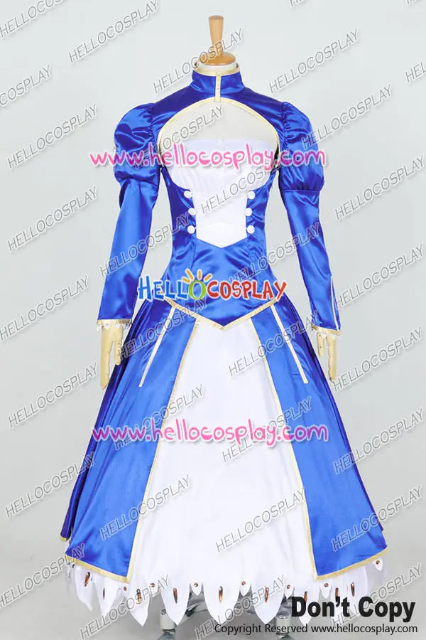 Fate Stay Night Zero Cosplay Saber Costume Dress Blue White H008 |
