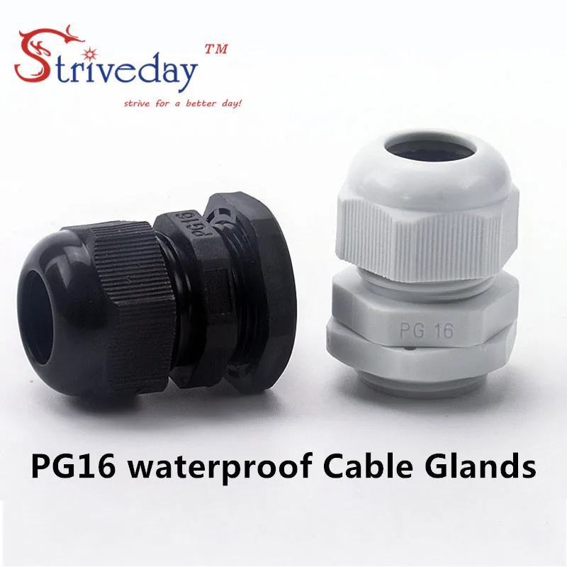 

50pcs/lot White Black PG16 Nylon cable gland Wiring Accessories LED cable connector waterproof Gland