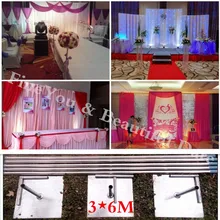 Wholesale 3X6M Stainless Steel Pipe Wedding Backdrop Stand With Expandable Rods Backdrop Frames Wedding Event&Party Decoration