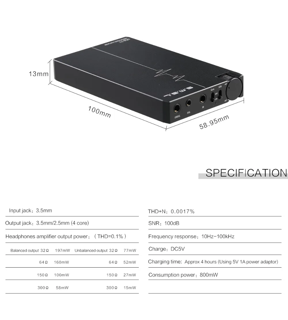 SMSL sAp-11 CNC мини HIFI портативный баланс усилитель для наушников TPA6120A2* 2 аудио усилитель