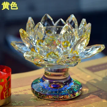 

K9 Crystal Lotus Glass Candle Holders 5 Colors Candlestick Tealight Stand Candle Lantern Home Decor Wedding Candelabra