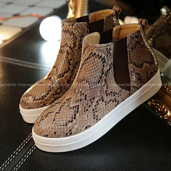 snakeskin high top slip ons