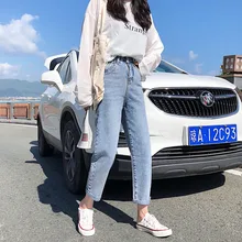 S-xl осенние и зимние корейские шикарные стильные женские джинсовые брюки закатанные джинсы с высокой талией женские прямые брюки женские(Z8551
