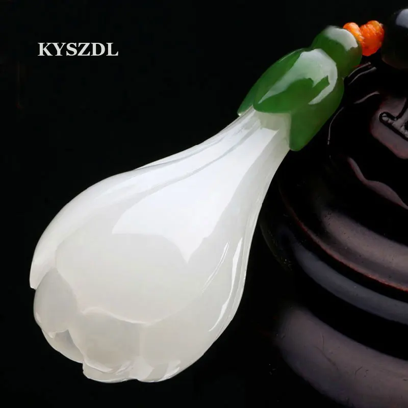 

Free shipping natural handmade jade Hetian white jade pendant necklace pendant female models magnolia pendant