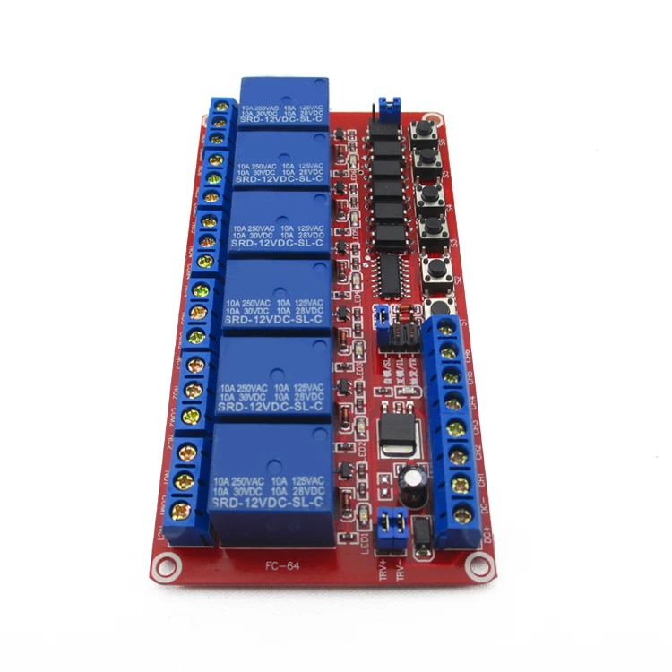 6 way self locking relay module to control high voltage and high current performance of the road