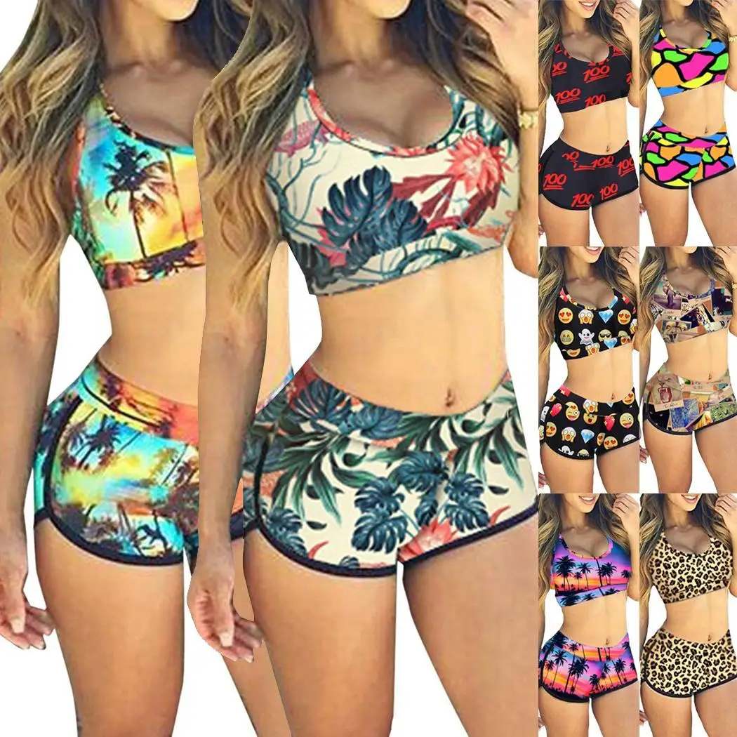 

Women Summer Bathing Suits Floral Printing Bikini Two Piece Set Casual, Pool, Beach Swimsuits Medium Waist Slim