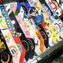 LEAYH Brand New 26 Letters Tarot Twill Silk Skinny Scarf Women's Handle Bag Small Ribbons Female Headbands Long Scarves & Wraps