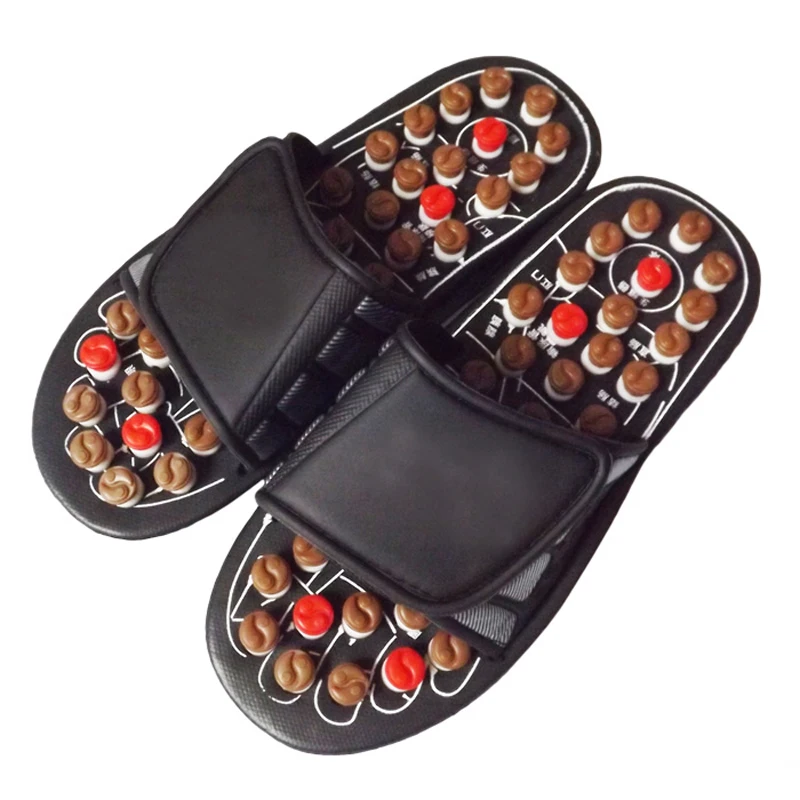 New Healthy Reflexology Acupuncture WOODEN MASSAGE SANDALS Shoes Health Acupunture Spring Rotary Foot Massage font b