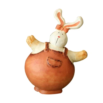 

Pastoral Cute Mini Rabbit Figurines Ornaments Resin Crafts Creative Set of 2 Rabbits Miniature Home Decoration Birthday Gifts