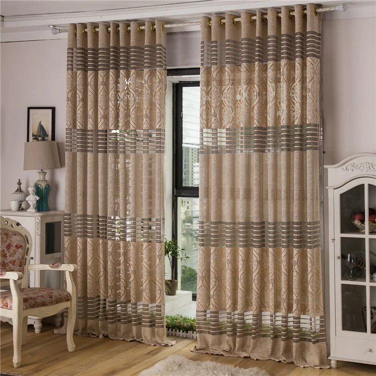 Jacquard curtain fabric breathable hollow translucent screens custom