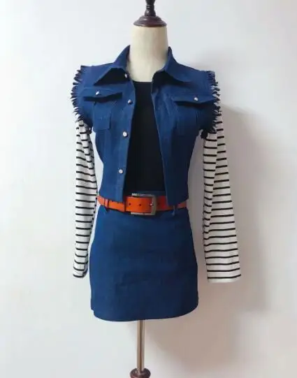 

Anime Dragon Ball Android 18 Cosplay Costume Women Clothing lolita school uniform dress outfit Custom