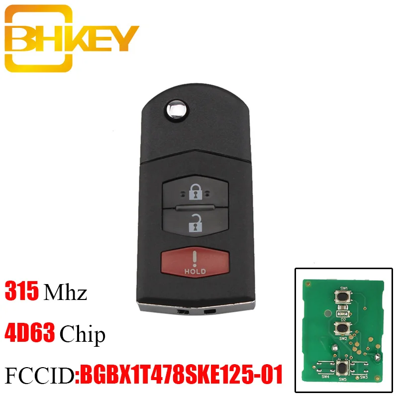 BHKEY 3 кнопки для Mazda BGBX1T478SKE125 01 315 МГц транспондер чип 4D63 5 2011 2015 CX 7 CX7 2009 2012|Ключ от