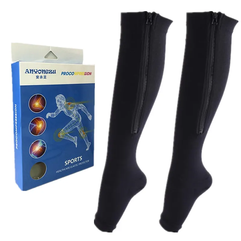 

Men Women Professional Medical Compression Socks Nylon Elastic Protect Calf Stepping Foot Open-toed Knee-high Pressure Socks