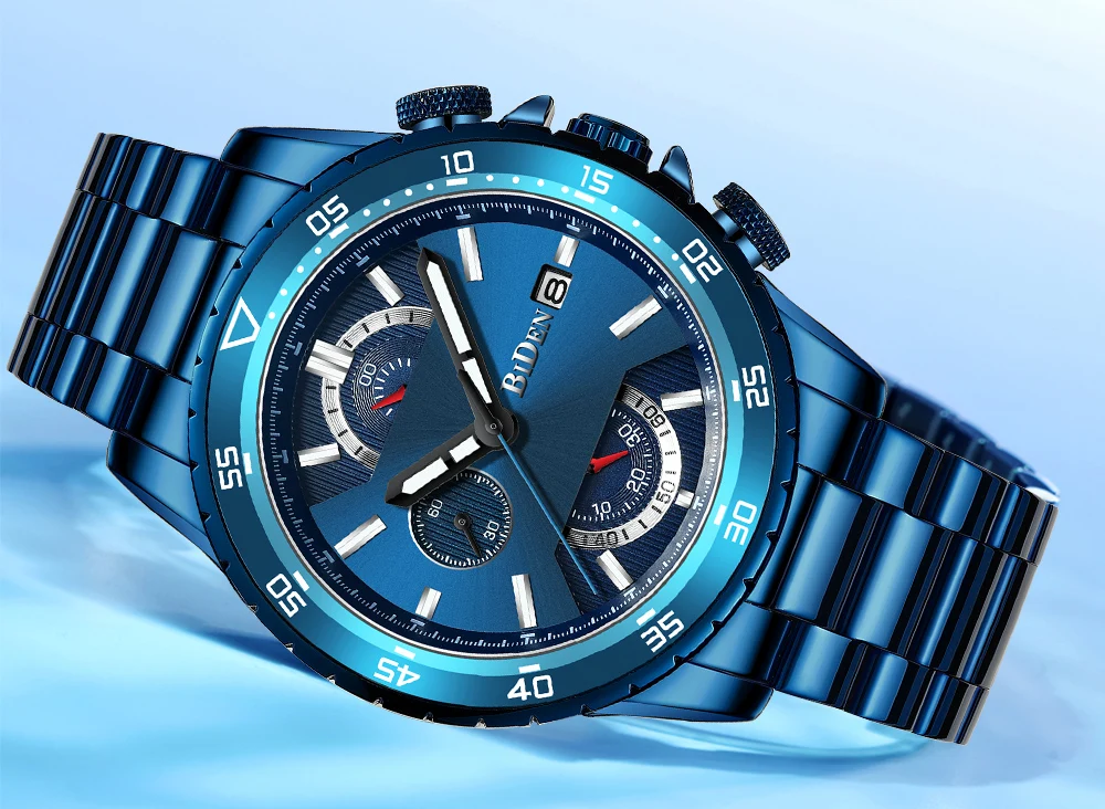 BIDEN для мужчин s часы Топ Элитный бренд для мужчин повседневное Спорт Кварцевые часы Мода хронограф водонепроница