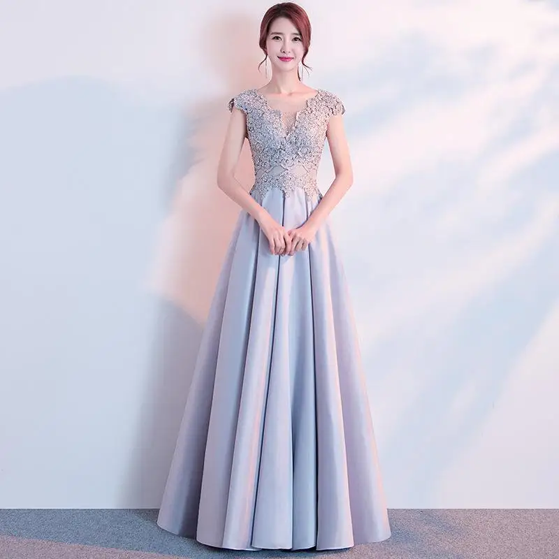 Элегантное женское длинное Cheongsam серое азиатское свадебное обтягивающее летнее платье подружки невесты сексуальное вечернее платье с открытой спиной - Цвет: Серый