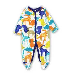 Детский комбинезон одежда с длинным рукавом 100% хлопок детские пижамы мультфильм печатных Детская Одежда для новорожденных мальчиков и