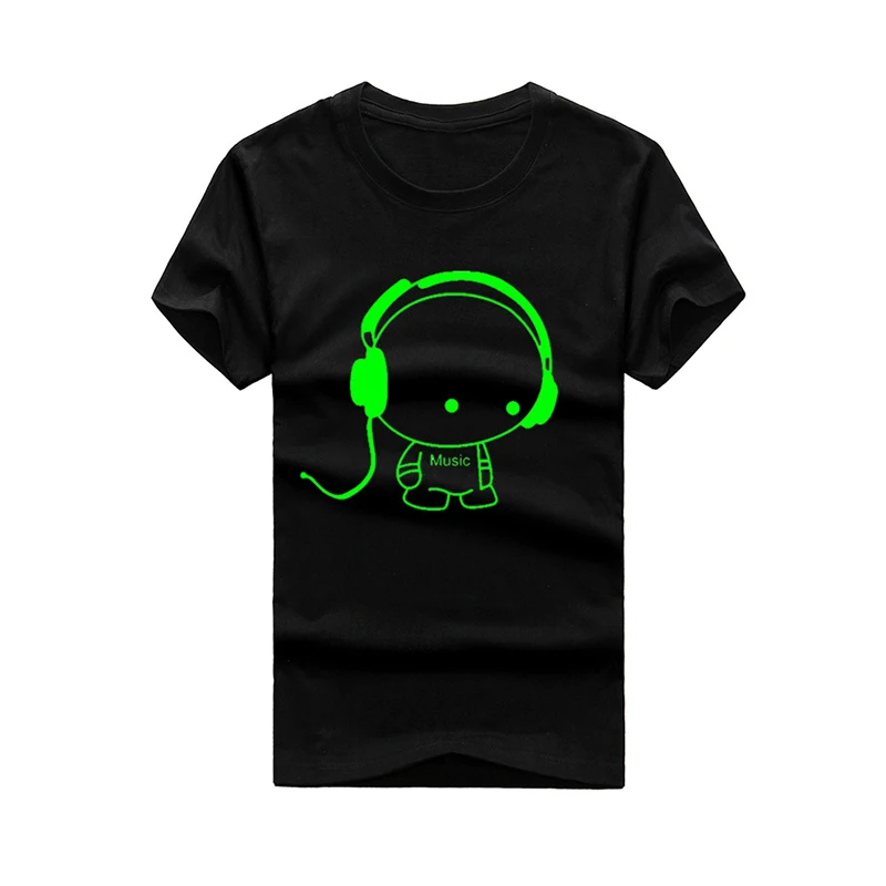 

Short Sleeved T-shirt Fluorescent Creative Personality Couples Dress Fashion T-shirt Luminous Cotton Men Women TY66