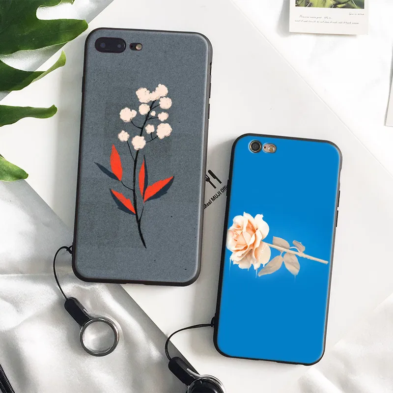 

MINIMAL ART Flower Coque Tpu Soft Silicone Phone Case Cover Shell For Apple IPhone 5 5s Se 6 6S 6Plus 6sPlus 7 7Plus 8 8Plus X