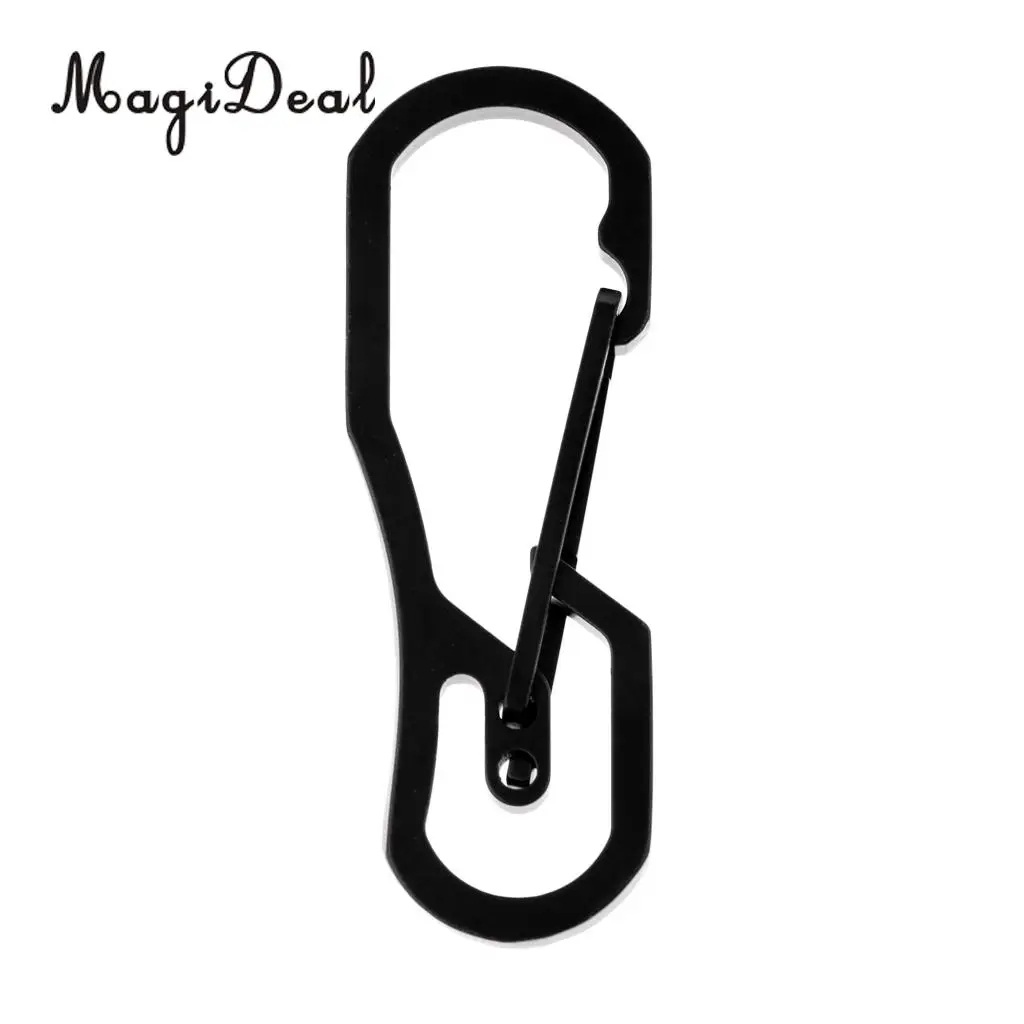 MagiDeal Multi-Function 1Pc Stainless Steel Key Chain Carabiner Hook Outdoor Tools for Hiking Camping Travel Sport Silver/Black