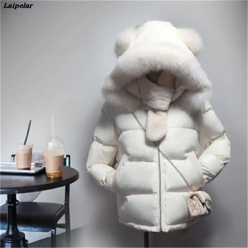Laipelar 2018 New Big Collar Hoody Women's Winter Jacket Women's Park Slim Short Women's Down Jackets 4 Colors S-XXL